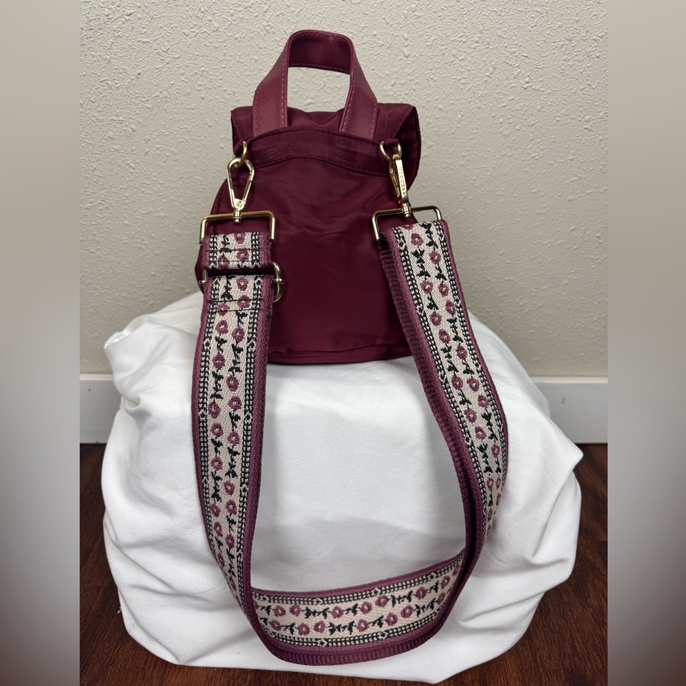 KEDZIE Burgundy Compact Nylon Backpack - Picture 4 of 14